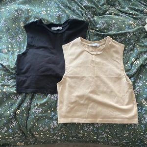 BUNDLE 2 Zara crop tank tops (black and beige)